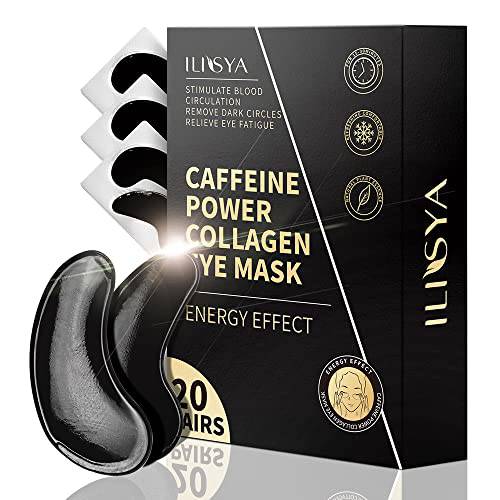 ROUSE Collagen Under Eye Patches with Caffeine Eye Treatment Mask for Dark Circles Eye Fatigue Puffiness Refreshing Revitalizing Skin Care Eye Gel Pads-20 Pairs