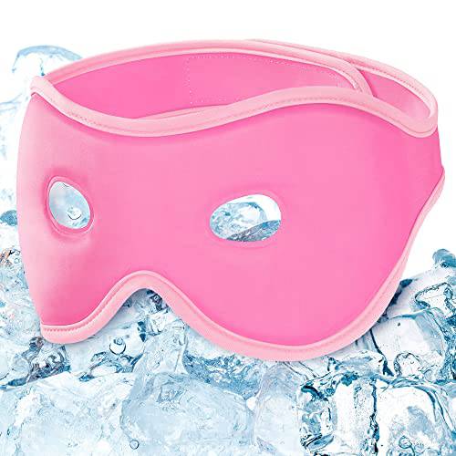 Lanmeri Gel Eye Mask for Puffiness - Hot/Cold Cooling Face Eye Mask for Puffy Eyes, Bags Under Eyes, Dark Circles, Stress Relief, Migraine - Reusable Compress Pack Eye Mask with Eye Holes (Pink)