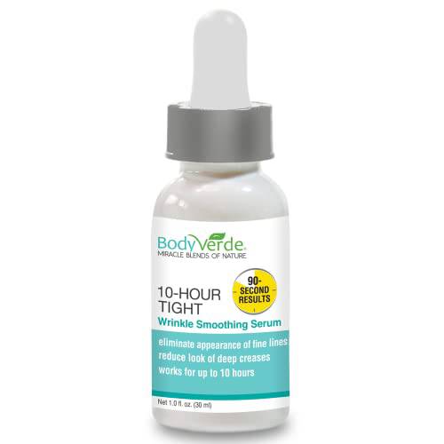 BodyVerde Ten Hour Tight Wrinkle Smoothing Serum, All Natural Anti Aging Serum, Wrinkle Filler Powered by Plants for an Instant Facelift, Visibly Firms & Tightens, Works in Minutes, 1oz