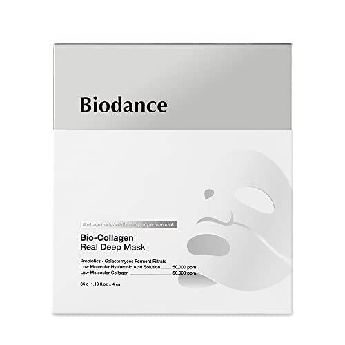 Biodance Bio-Collagen Real Deep Mask, Hydrogel Mask Sheet, Pore Tightening, Hydrating, Low Molecular Collagen Face Mask | 34g x4ea