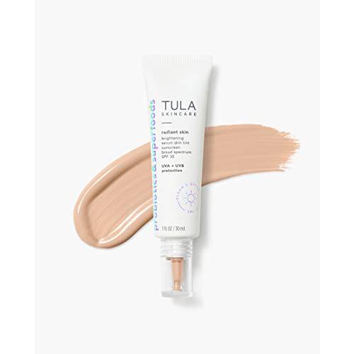 TULA Skin Care Radiant Skin Brightening Serum Skin Tint SPF | Facial Sunscreen Provides Broad Spectrum SPF 30 Protection, Tinted, Serum-Light Formula Brightens and Evens Skin | Shade 05, 1.0 fl. oz.