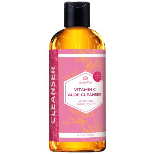 Leven Rose Vitamin C Aloe Cleanser with Rosewater, Argan Oil & Aloe Vera, Gentle Foaming, Anti-Aging, Stops Breakouts, Balances pH, Great for All Skin Types Facial Cleanser 4 oz