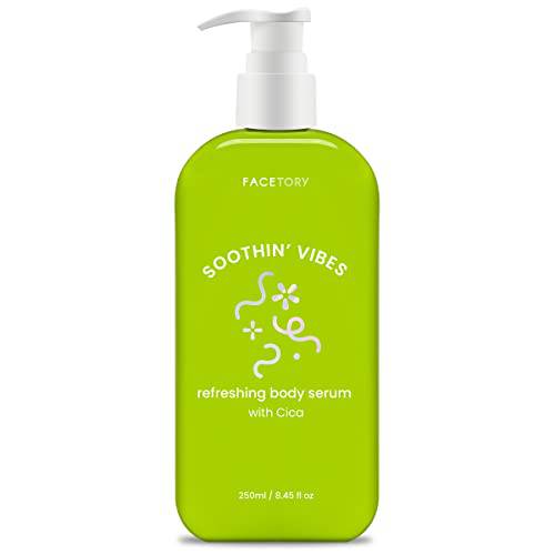 FaceTory Soothin’ Vibes Refreshing Body Serum with Cica- Lightweight, Non-Sticky Cream for Calming, Redness Relief, Soothing, No Fragrance, 250ml/8.45 fl oz