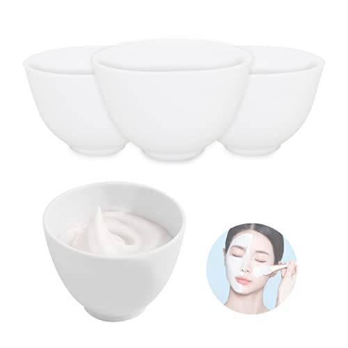FERCAISH 4Pcs Diy Face Mask Mixing Bowl, Microwavable Silicone Facial Mud Bowl Cosmetic Beauty Tool for Home Salon(White)