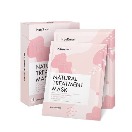 HealSmart 5 Pack Facial Mask Intensive 72 Hour Deep Hydrating & Instant Brightening Face Mask Sheet Improve Skin Clarity and Radiance, for All Skin Types, High Capacity, Made in Korea