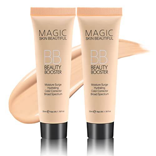 Boobeen Hydrating BB Cream, Full-Coverage Foundation&Concealer, Color Correcting Cream, Tinted Moisturizer BB Cream for All Skin Types - Evens Skin Tone（2 Pcs）