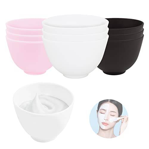 FERCAISH 4Pcs Diy Face Mask Mixing Bowl, Microwavable Silicone Facial Mud Bowl Cosmetic Beauty Tool for Home Salon(Black)