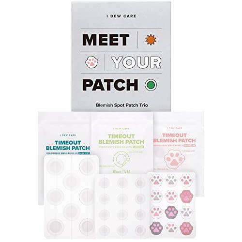I Dew Care Hydrocolloid Acne Pimple Patch Trio - Meet Your Patch Set | 96 Count, Three Sizes Facial Stickers