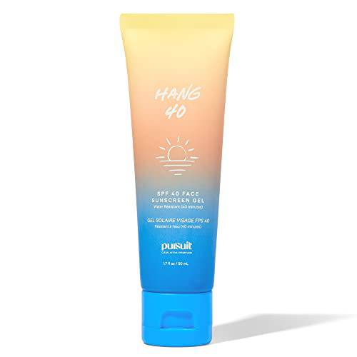 Pursuit Hang 40 SPF 40 Face Sunscreen Gel, Daily Hydrating Sun Protection, Lightweight Skin Moisturizer with Clean SPF Actives, Plant Derived Silicones, Clean, Vegan, Cruelty Free, 1.7 Fl Oz