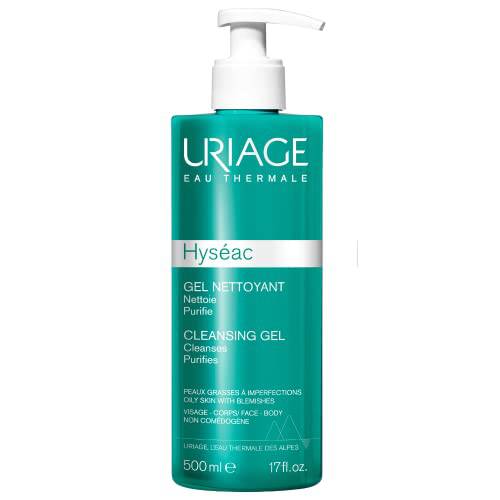 Uriage Hyseac Cleansing Gel | Gentle Face & Body Wash for Oily to Combination Skin Prone to Acne | Hydrating Cleansing Gel that Eliminates Impurities and Excess Sebum
