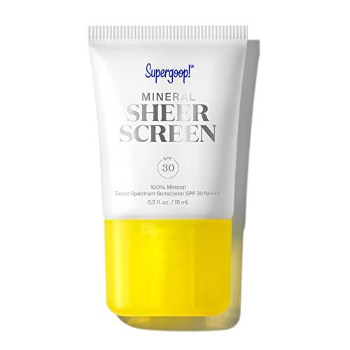 Supergoop Mineral Sheerscreen SPF 30 PA+++, 0.5 fl oz - 100% Mineral, Broad Spectrum Face Sunscreen + Primer + Helps Filter Blue Light - Satin Finish - For All Skin Types