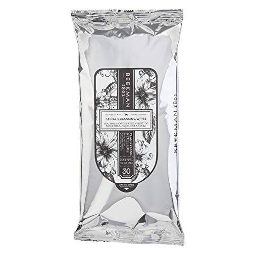 Beekman 1802 - Face Wipes - Ylang Ylang & Tuberose - Moisturizing Makeup & Impurity Removal Wipes - No Alcohol, Biodegradable - Cruelty-Free Bodycare - 30 Wipes