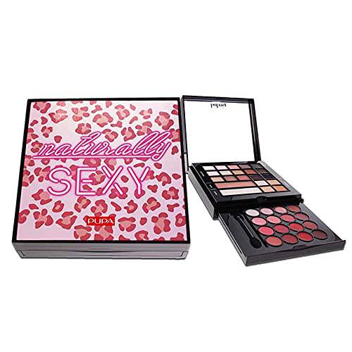 PUPA Milano Pupart M Makeup Palette - All-In-One Face, Eye, And Lip Kit - Ideal For Travel Or Gift-Giving - Pigmented Formulas Are Soft And Easy To Blend - Velvety - 002 Naturally Sexy - 0.7 Oz