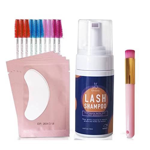 Lash Shampoo for Lash Extensions, Oil Free Lash Shampoo, No stimulation Eyelash Extension Shampoo, Lash Cleanser for Extensions, No Paraben & Sulfate & Salon ​and Home Use (CANTALOUPE, 2FL OZ (60ML))
