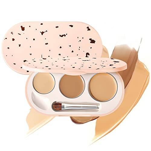 NewBang 3 Colors Concealer Contour Palette,Cream Concealer Contour and Highlight Foundation 3 In 1,Color Corrector Contouring Makeup Kit With Mirror and Brush