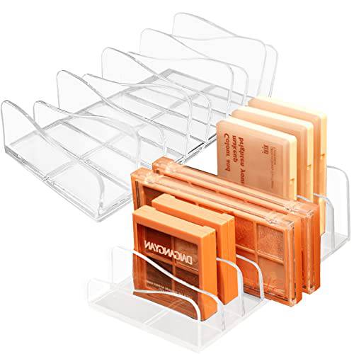 Makeup Palette Organizer,Acrylic Eyeshadow Palette Pallet,8 Sectons BPA-Free Divided Make Up Blush,Contour Storage Holder Cosmetic Eye Shadow Display Stand Clear Rack Vanity Holder(2 Pack).