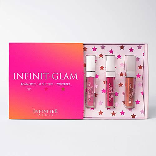 Infinitek® Paris, Infinit-Glam 3-Pack Set, Creamy Blush for Lip, Cheek & Eye Color, Lightweight Formula, Natural-Matte Finish, Lip Stain Long-Lasting Waterproof Makeup that Hydrates & Smooths, 0.24 oz each.