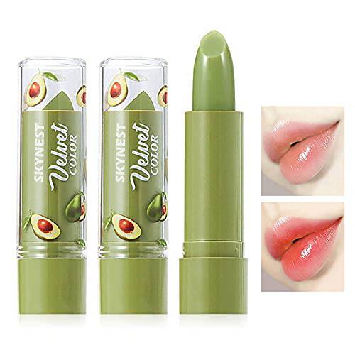 Skynest 2 Pack Avocado Lipstick, Long Lasting Nutritious Lip Balm Lips Moisturizer Magic Temperature Color Change Lip Gloss (Green)…