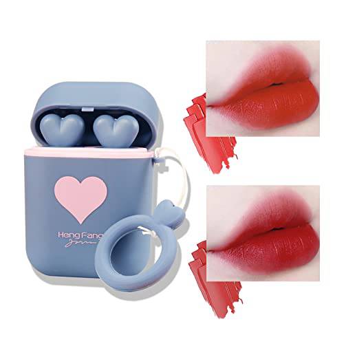 ICE LOVE Matte Lipstick, Long Wear Waterproof Moisturizing Velvet Lipstick, Non-Stick Cup Lip Make Up, Lip Gloss Set for Women 2pcs/Set (Blue)