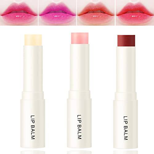 BKPPLZP 3 Pack Magic Temperature Color Change Lipstick Tinted Lip Balm,PH Jelly Lipstick for Women,Waterproof Lips Moisturizer Long Lasting Nutritious Color Changing Lip Gloss Lip Stick Set