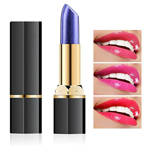 BKPPLZP Blue Magic Lipstick,Color Changing Lipstick,Tinted Lipstick,24 Hour Waterproof Nutritious Lip Balm Gloss Lazy Lipstick for Women （Blue Rose）