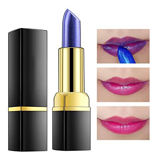 YXKJMN Temperature Color Changing Lipstick,Blue Changed into Pink Lip Gloss,Long Lasting Waterproof Moisturizing Lip for Women (1 Pack)