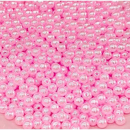 KEY LIFE Pink Pearl Beads,2500 Pcs 6mm Tiny Smooth Craft Pearl Bead Round Loose Spacer Beads for Bracelet Necklace Jewelry Making