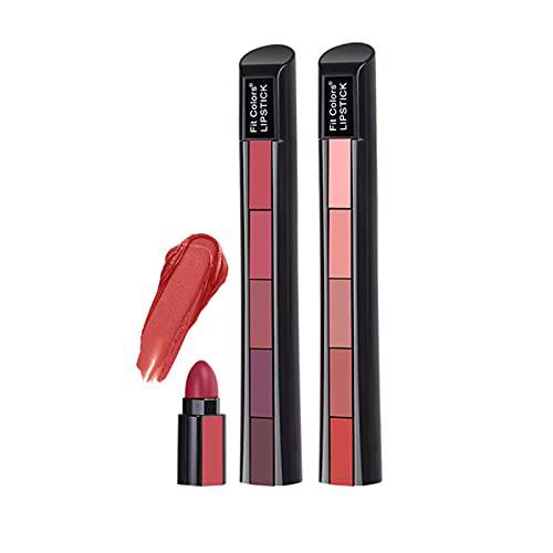 Grospe 5 in 1 Matte Lipstick,Multicolor Combination Lipsticks Velvety High Pigment Lip Makeup Non-marking Lip Gloss Moisturizing Long Lasting Lips Cosmetics Makeup(2Pcs)