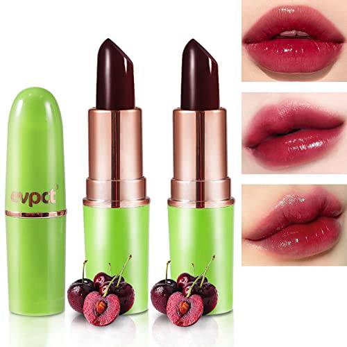 2 Pcs Black Cherries Dark Red Lipstick Queen, Mood Long Lasting Labiales Lip Gloss Korean Lip Balm Tinted Magic Lip Stain Matte Makeup Jelly Crystal Lipstick Set for Women