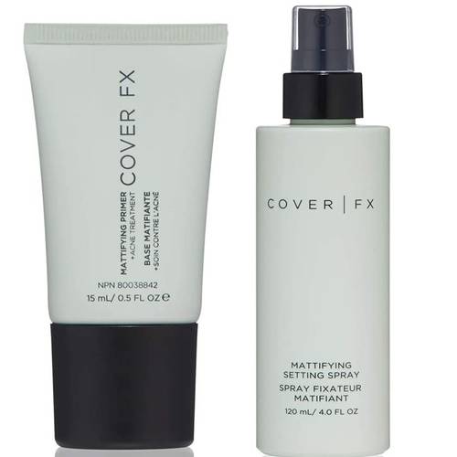 Cover FX Makeup Foundation Mattifying Primer, Reduce Pores & Control Shine for Acne prone Skin Travel size and Mattifying Setting Spray