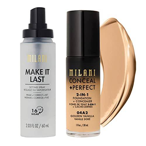Milani Make It Last Setting Spray and Conceal + Perfect 2-in-1 Foundation + Concealer (Golden Vanilla)