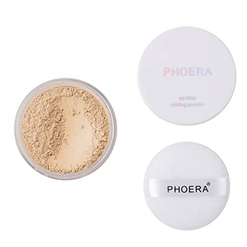 PHOERA Setting Powder Professional Loose Finishing Powder, Translucent Face Powder Control Oil Brighten Skin Color Cover Blemish Whitening For Setting Makeup or as Foundation,Minimizes Pores and Fine Lines,5g (01Translucent)