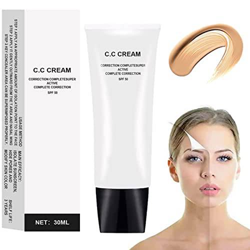 Skin Tone Adjusting CC Cream, Cosmetics CC Cream SPF 50, Colour Correcting Self Adjusting for Mature Skin, Moisturizing Skin, Invisible Pore, Moisturizing Base Foundation for All Skin Types(1PCS Natural)