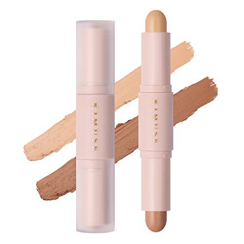 KIMUSE 2Color Dual Cream Contour Stick, Highlight & Contour Bronzer Stick, Long Lasting & Waterproof Contour Sticks Kit for Light Skin Face Makeup
