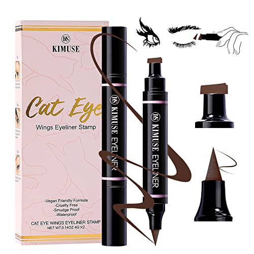KIMUSE Winged Eyeliner Stamp-2 Eyeliner Pens for Perfect Wing Cat Eye Stamp Eyeliner Waterproof Smudge Proof, Long Lasting Makeup Liquid Eye Liner (WHITE)