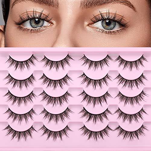 Manga Lashes Clusters Natural Eyelashes Wispy Faux Mink Lashes Fluffy Strip Lashes False Eyelashes Pack That Look Like Cluster Lashes Extensions by Lanflower