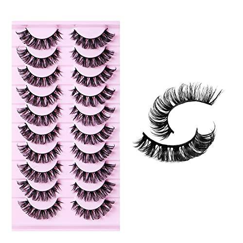 outopen Russian Strip Lashes DD Curl Wispy Fluffy False Eyelashes Volume Curly Faux Mink Lashes Extension Natural Look 10 Pairs Pack(DD-027 15mm)