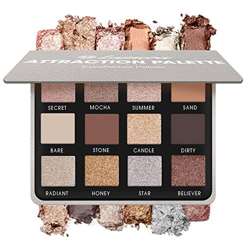 Smokey Eye Neutral Eyeshadow Palette - 12 Highly Pigmented Cool Toned Shimmer Matte Colors For Professional Everyday Nude Looks - Travel Size Eye Shadow Makeup Palette With Mirror