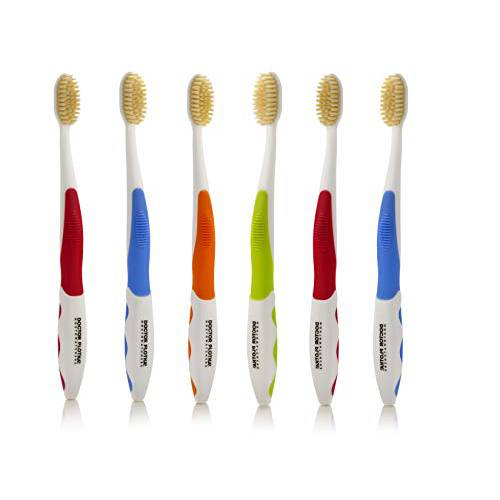 MOUTHWATCHERS - Manual Toothbrushes - Clean Teeth for Adult - 6 Count - Floss Bristle Silver - Invented by Doctor Plotka’s