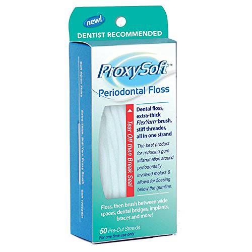 ProxySoft Periodontal Floss, 2 Packs - Dental Floss Threader, Braces Floss and Thick ProxyBrush for Daily Care of Periodontal Disease and Gum Health - Orthodontic Flossers for Braces and Teeth