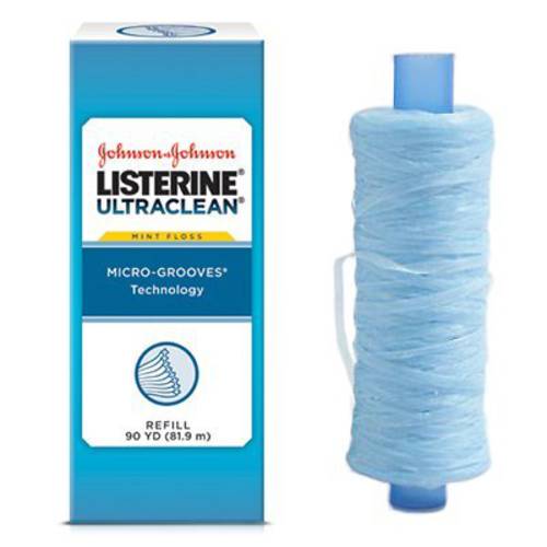 Listerine Ultraclean Mint Shred-Resistant Dental Floss Refill- 44032 (No dispenser), 1 count, 81.9 Meter