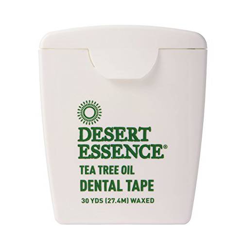 Desert Essence Tea Tree Oil Dental Tape - 30 Yards - Pack of 12 - Naturally Waxed w/Beeswax - Thick Flossing No Shred Tape - On The Go - Removes Food Debris Buildup - Cruelty-Free Antiseptic