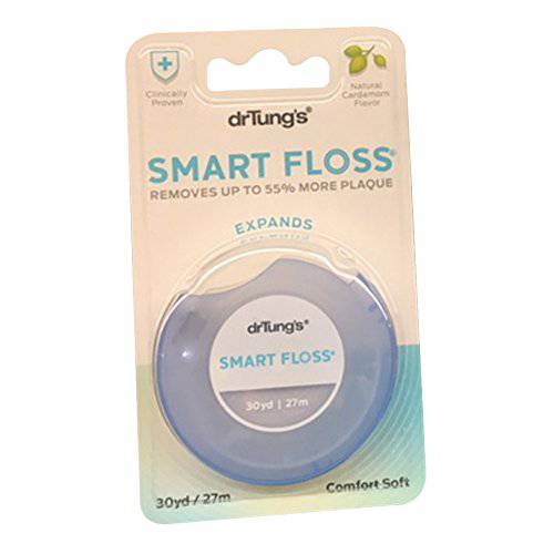DrTung’s Smart Floss - Natural Floss, PTFE & PFAS Free Floss, Gentle on Gums, Expands & Stretches, BPA Free Floss - Natural Dental Floss Cardamom Flavor (Pack of 12)