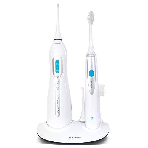 ToiletTree Products Poseidon Oral Irrigator and Sonic Toothbrush Inductive Charging Combo Set, Multiple Users, Rechargeable