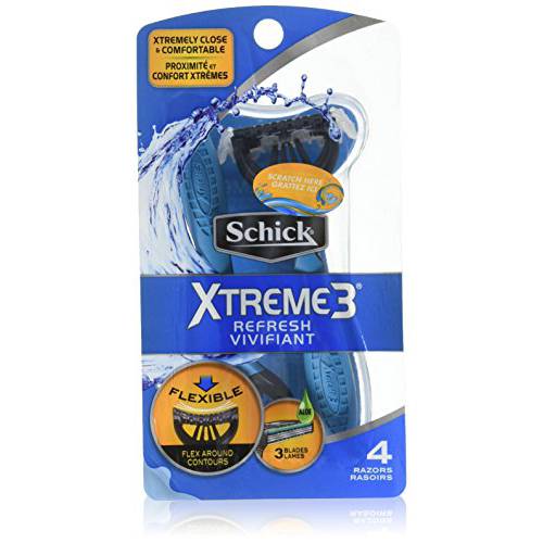 Schick Xtreme 3 Refresh Disposable Razor with Scented Handle, 4 Count (Pack of 2)