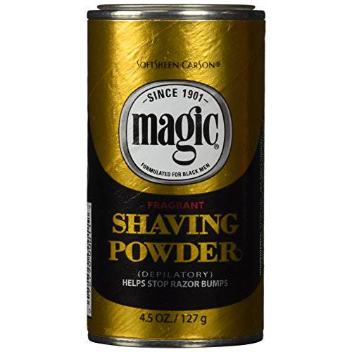 SoftSheen-Carson Magic Razorless Shaving for Men, Magic Shaving Powder with Fragrance, Coarse Textured Beards, Formulated for Black Men, Depilatory, Helps Stop Razor Bumps, Since 1901, 4.5 oz