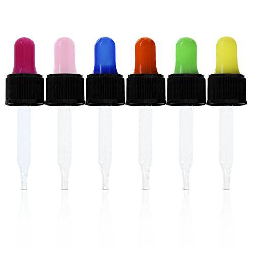Year of Plenty Glass Eye Droppers for 10ml & 15ml Essential Oil Bottles | Set of 6 | Multicolored | Compatible with doTERRA, Young Living, Rocky Mtn, Plant Therapy, Plant Guru, Edens Grdn, etc