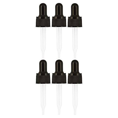 Year of Plenty Glass Eye Droppers for 10ml &15ml Essential Oil Bottles | Set of 6 | Black | Compatible with doTERRA ,Young Living, Edens Garden, Plant Guru, Rocky Mtn, Aura Cacia, etc