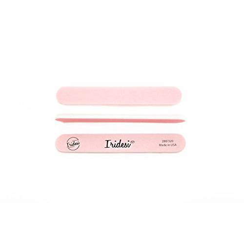 Iridesi Mini Nail Files Pink 3.5 Inches Long By 1/2 Inch Wide Emery Boards 280/320 Grit 12 Fingernail Filers Per Pack