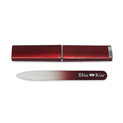 Bliss Kiss Simply Crystal Nail File (Small) - Czech Glass - with case and sleeve | Small Nail File